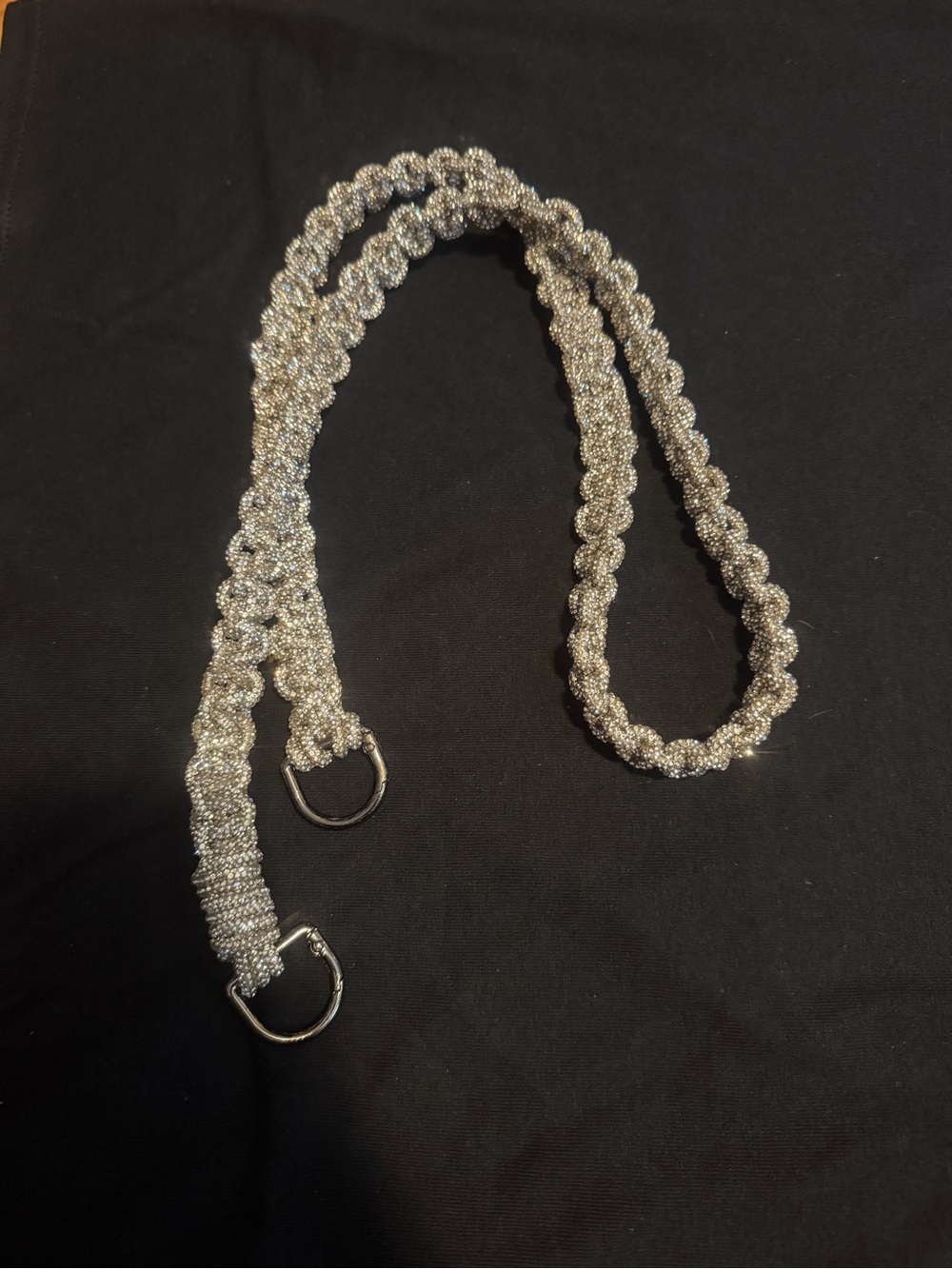 Sparkling Silver Braided purse strap